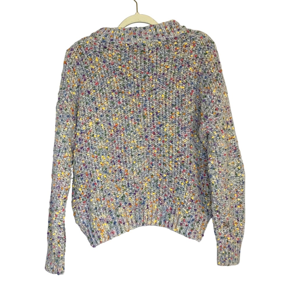eesome Women Multicolor Confetti Cable Knit Mock Turtleneck Sweater Size S/M - Picture 2 of 9